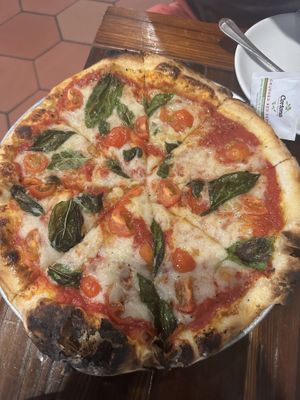 Margherita pizza - they use Miyoko’s cheese  at Craft Roots  in Morgan Hill