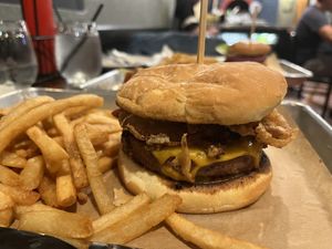 Bourbon burger  at Craft Roots  in Morgan Hill