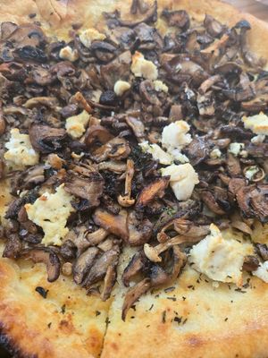 Mushroom pizza at Craft Roots  in Morgan Hill