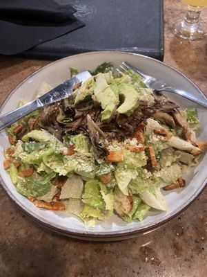 Caesar salad with bacon, mushrooms, and avocado! Amazing!!  at Craft Roots  in Morgan Hill