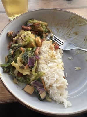 yummy coconut curry tofu vegetable bowl!  at Craft Roots  in Morgan Hill