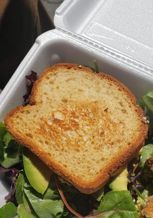 Vegan muffeletta on gf toast at Aberto's Cheese and Wine in New Orleans