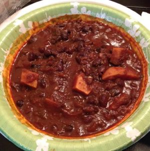 A bowl of their Flad (vegan chili) from my cater-sized order at SweetArt in St Louis