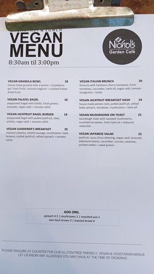 Menu Jan 2024 at Nichol's in Cromwell