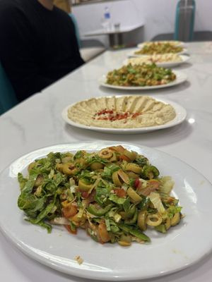 Olive salad and hummus   at Ziafat in Kowloon