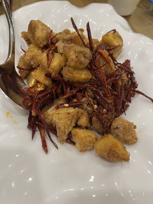 Hot and spicy monkey head mushroom  at Dar Soo Vegetarian 大素無方 in Kuala Lumpur