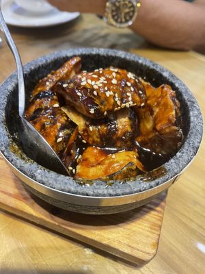 Eggplant hot pot  at Dar Soo Vegetarian 大素無方 in Kuala Lumpur