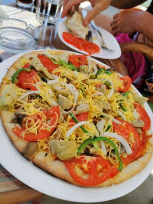Vegan pizza  at Ammos in Crete
