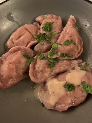 Dumplings with mushrooms at Fenkhel Fennel in Kyiv