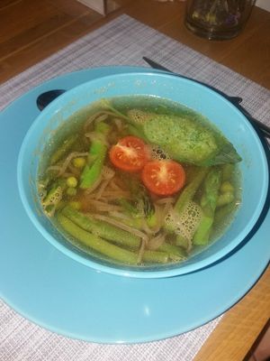 'Minestrone' soup - a lot of pesto at Fenkhel Fennel in Kyiv