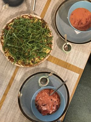 Borsch and the vegan pizza  at Fenkhel Fennel in Kyiv