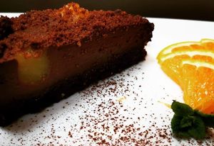 Vegan chocolate and orange dessert at Kingfisher in East London