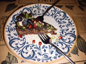 The vegan cake 😋 very tasty but expensive for its size at Incanto  in Burgas