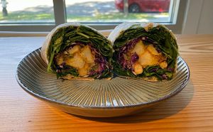 LaBrea Breakfast Burrito
Veggie chickpea hash (subbed for egg), spinach, pico de Gallo, vegan cheese, avocado, chipotle mayo, and grilled organic whole wheat tortilla at Lamara Coffee and Kitchen in New Orleans