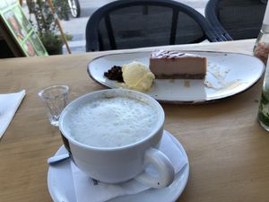 Soy milk cappuccino  at Let's Vegan in Crete