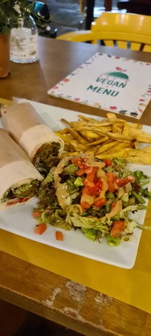 Falafel main dish at Let's Vegan in Crete