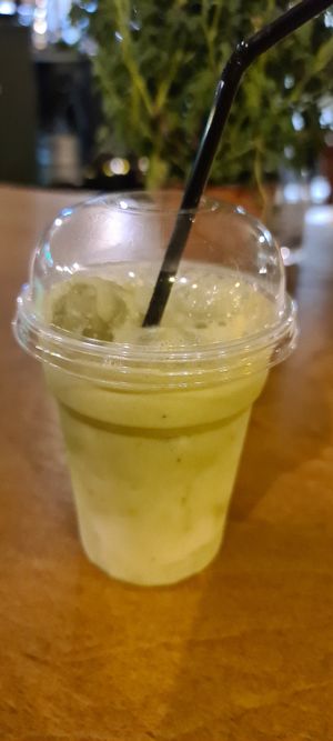 Matcha latte frappe with coconut milk at Let's Vegan in Crete