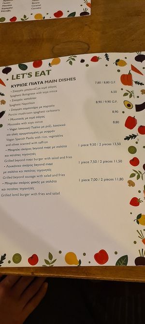 Menu at Let's Vegan in Crete