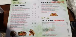 Menu at Let's Vegan in Crete