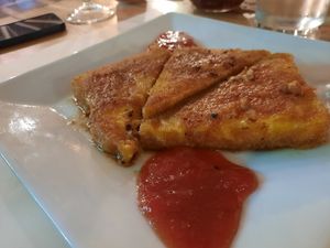 Saganaki at Let's Vegan in Crete