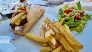 Mushroom gyros at Let's Vegan in Crete