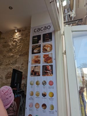 Underneath where it say plant based food is a range of desserts that aren't Vegan at Let's Vegan in Crete