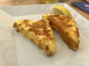 saganaki  at Let's Vegan in Crete