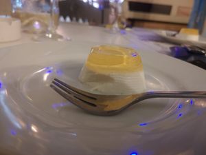 Non vegan Pannacotta...served before getting the bill at Let's Vegan in Crete