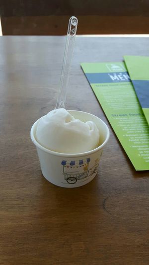 Lemon sorbe at Let's Vegan in Crete