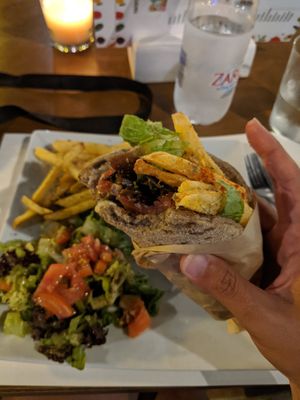 Mushroom Gyros, 2 bites eaten 😅 at Let's Vegan in Crete