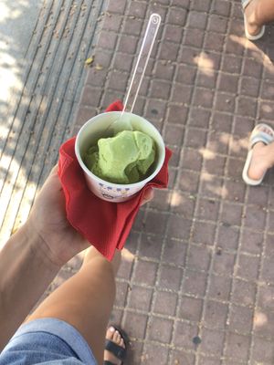 Pistachio ice cream at Let's Vegan in Crete