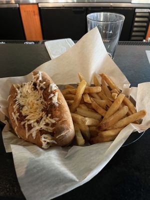 Impossible meatball hoagie and fries  at Mountaineer Tap House in Morgantown