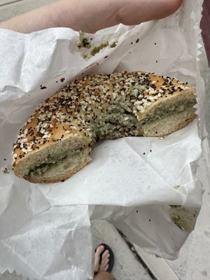 Everything bagel with cashew spread  at Beach Bagel in Wilmington
