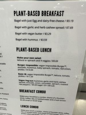 Vegan options  at Beach Bagel in Wilmington