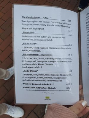 Breakfast Menu part 1 at NaturKost-Bar in Eckernfoerde