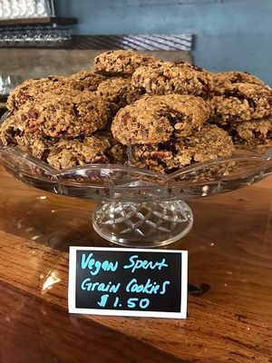 Spent Grain cookies.  Made with brewing grains, oats, cranberry, and apricot. at Civilian Brewing Corps in Spencer