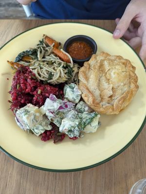 Vegetable pie and salad (you can pick as many as you want) at Harvest Cafe in Daylesford