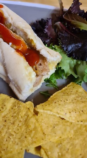 Sausage bap at Hopefield Animal Sanctuary - Max's Cafe in Brentwood