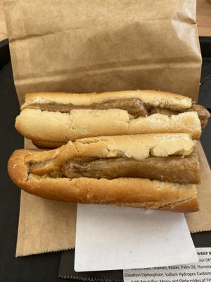 "Sausage" baguette  at Hopefield Animal Sanctuary - Max's Cafe in Brentwood