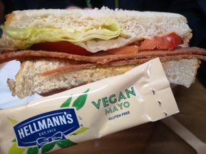 BLT with a sachet of mayo in the bag at Hopefield Animal Sanctuary - Max's Cafe in Brentwood