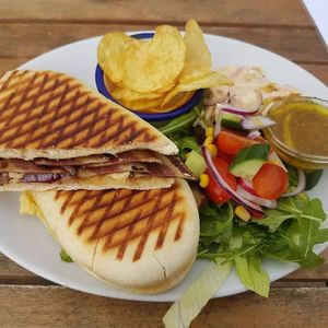Vegan bacon, brie and caramalised onion at Old Town Beach Cafe  in Hunstanton