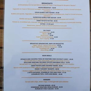 Fantastic menu at Old Town Beach Cafe  in Hunstanton