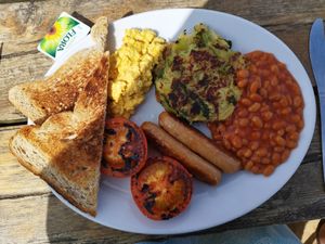 Really good bubble and squeak brekkie at Old Town Beach Cafe  in Hunstanton