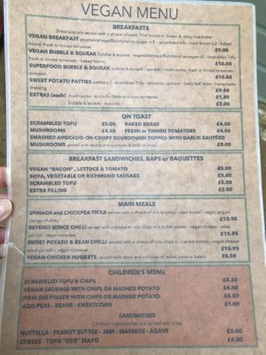 Menu  at Old Town Beach Cafe  in Hunstanton