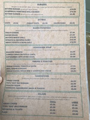 Menu  at Old Town Beach Cafe  in Hunstanton