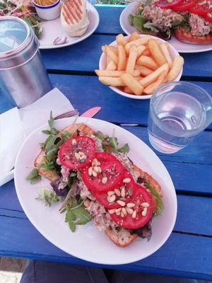 Chickpea by the Sea (special) with a portion of chips to share at Old Town Beach Cafe  in Hunstanton