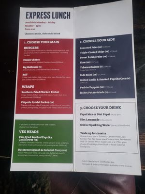 Express Lunch menu at A Nation of Shopkeepers in Leeds