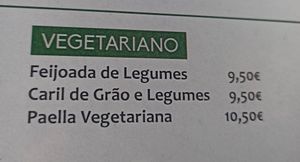 Menu in Portuguese at Forno D'Orca in Nazare