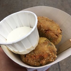 Chard a walnut balls with vegan alioli  at Las Niñas Veganas in Cadiz