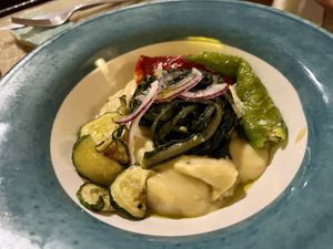 Fava bean purée with chicory and zucchini   at Munz Munz in Monopoli